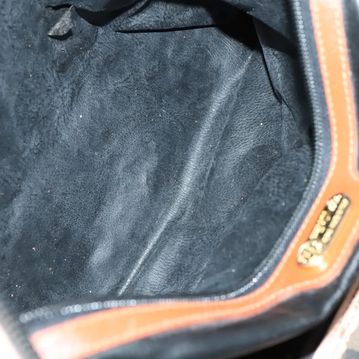 FENDI Pecan Canvas Boston Bag 2way Black Brown Auth ep7497
