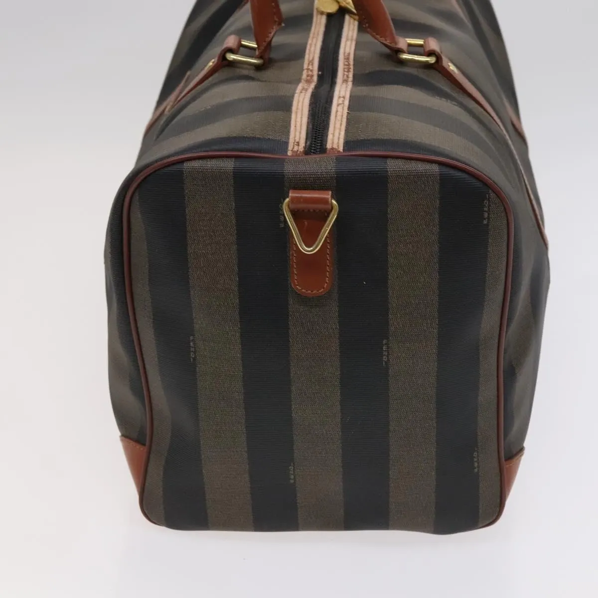FENDI Pecan Canvas Boston Bag 2way Black Brown Auth ep7497