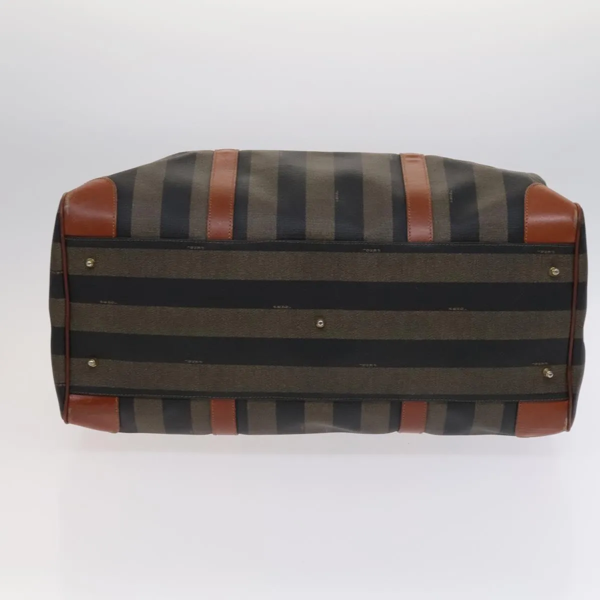 FENDI Pecan Canvas Boston Bag 2way Black Brown Auth ep7497