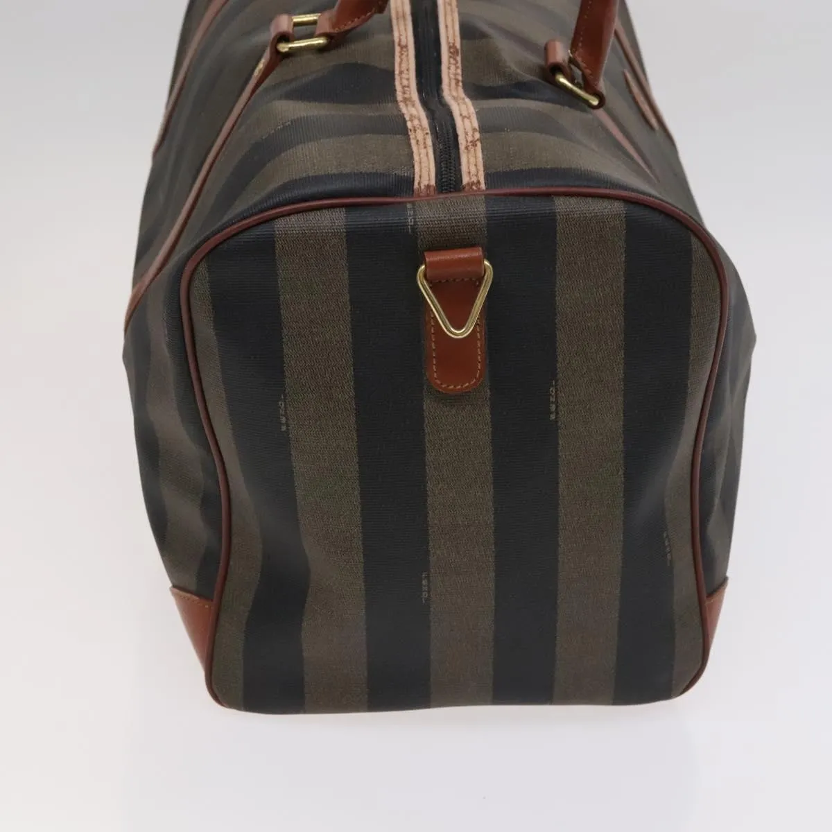 FENDI Pecan Canvas Boston Bag 2way Black Brown Auth ep7497
