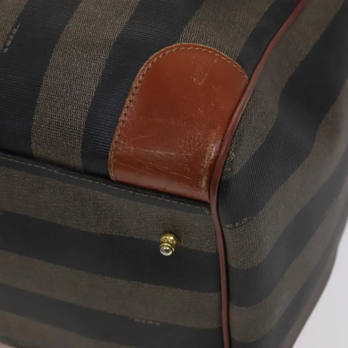 FENDI Pecan Canvas Boston Bag 2way Black Brown Auth ep7497