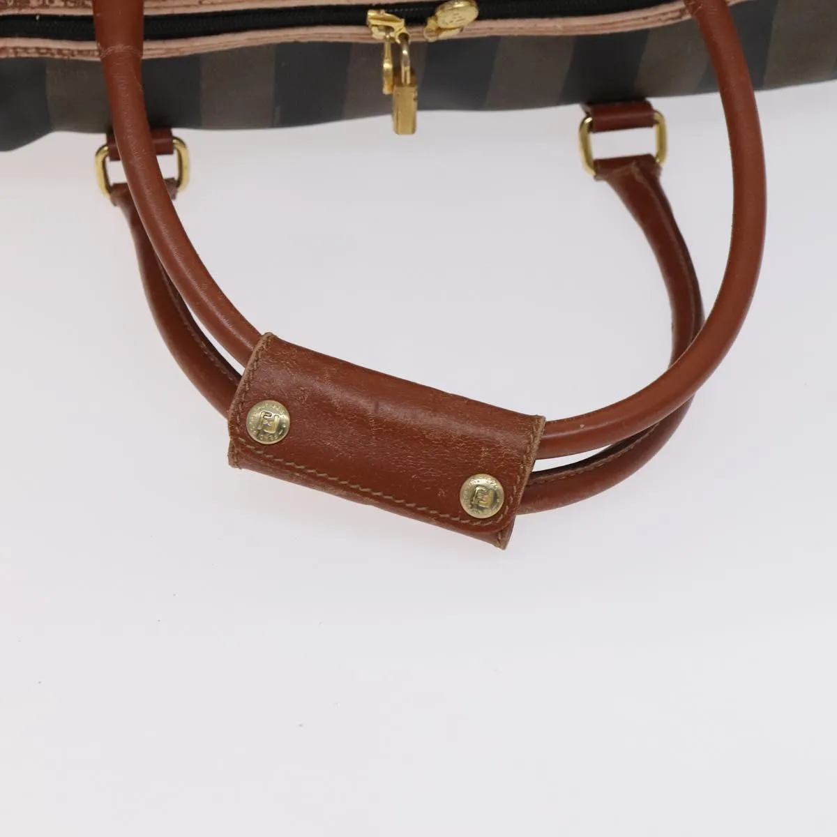 FENDI Pecan Canvas Boston Bag 2way Black Brown Auth ep7497