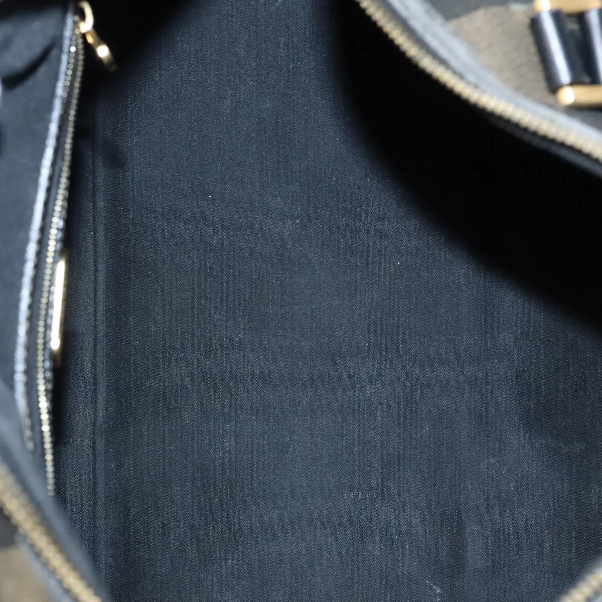 FENDI Pecan Canvas Boston Bag Brown Black gold 90887
