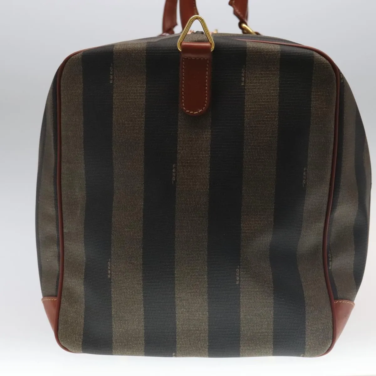 FENDI Pecan Canvas Boston Bag Brown Black Gold fm4002