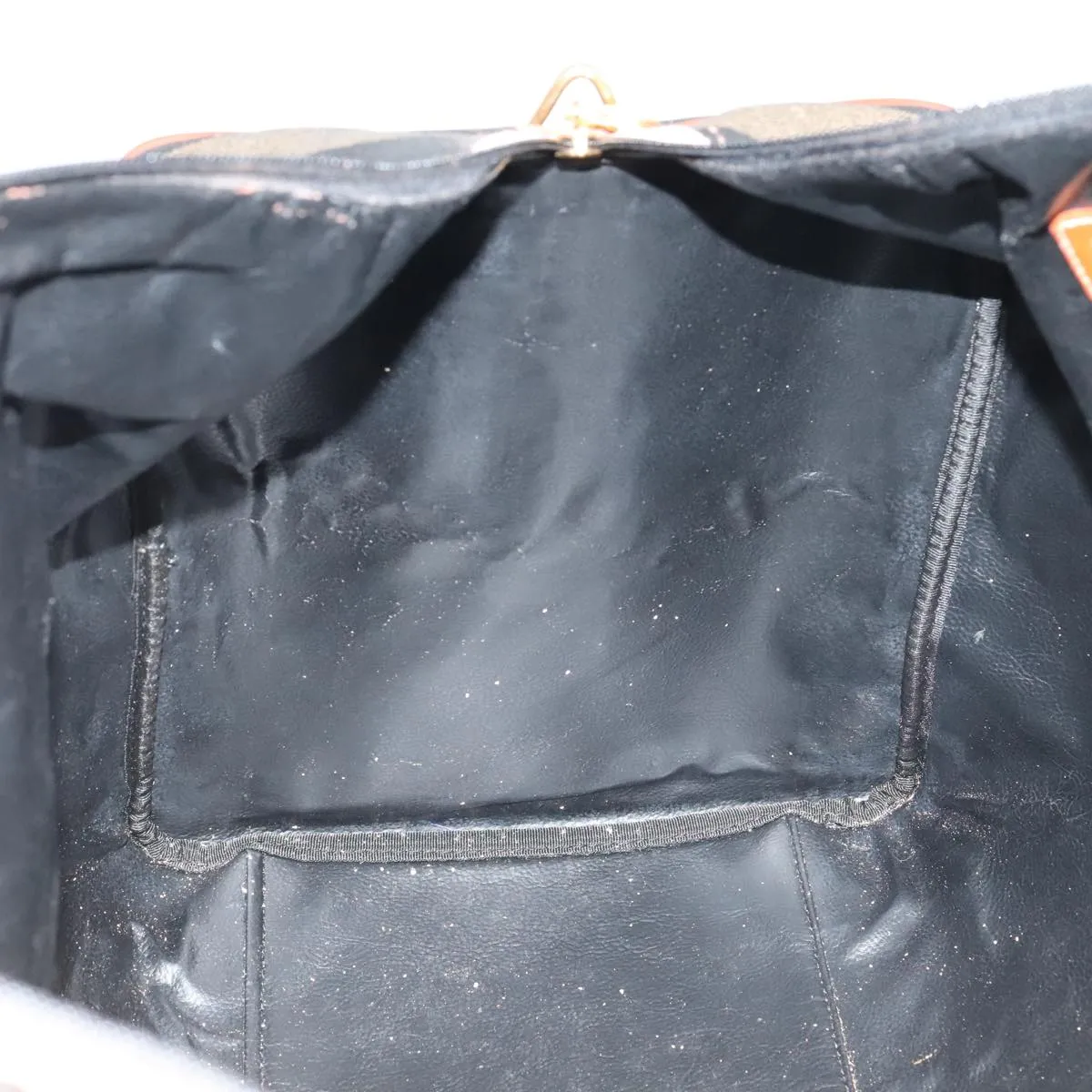 FENDI Pecan Canvas Boston Bag Brown Black Gold fm4002