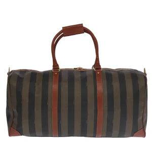 FENDI Pecan Canvas Boston Bag Brown Black Gold fm4002