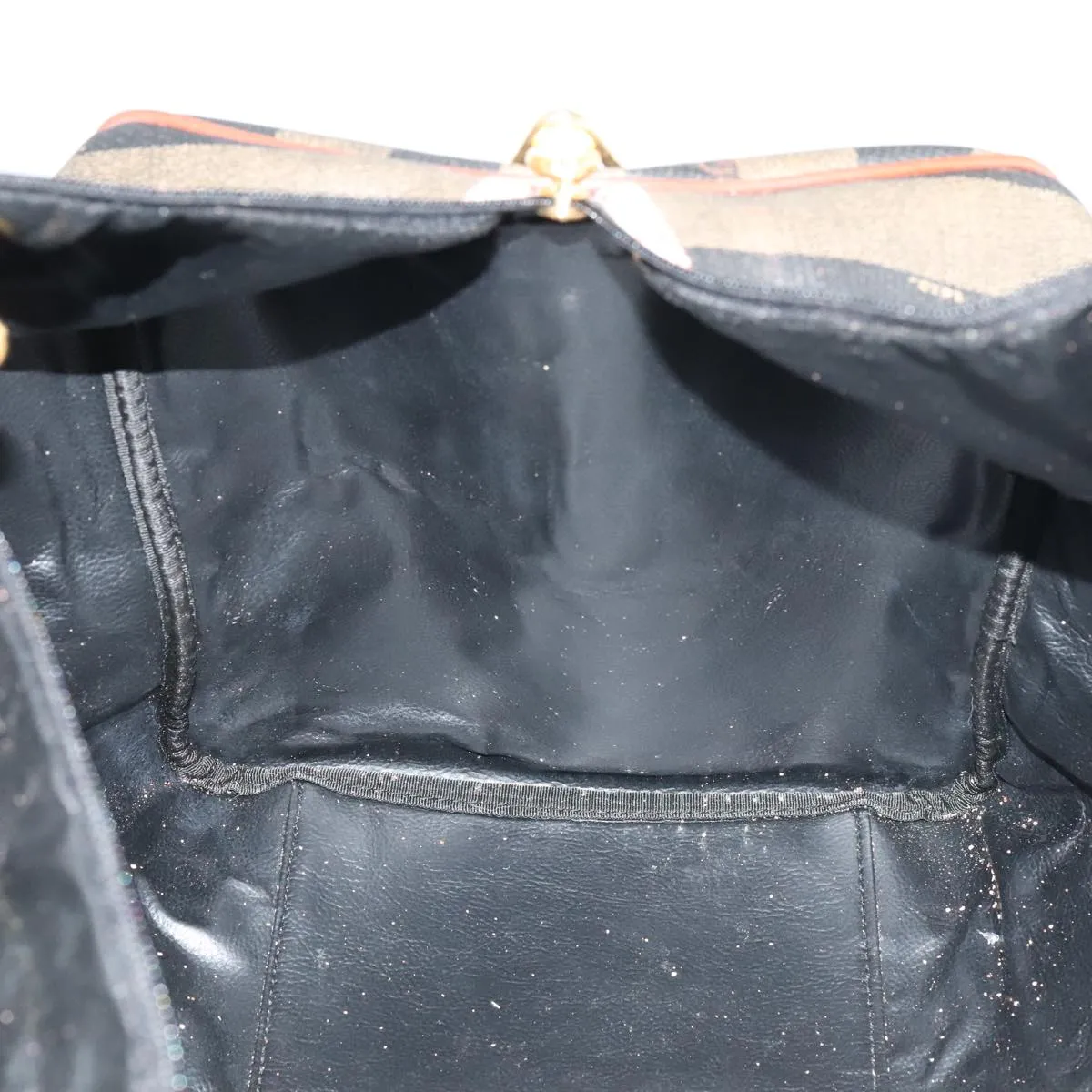 FENDI Pecan Canvas Boston Bag Brown Black Gold fm4002