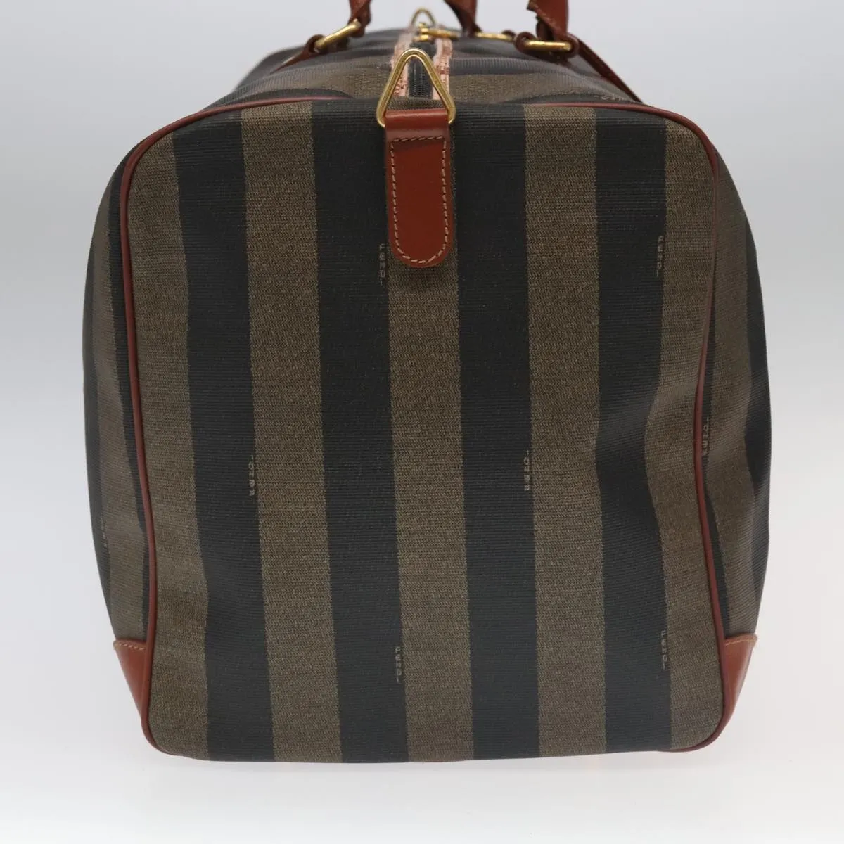 FENDI Pecan Canvas Boston Bag Brown Black Gold fm4002