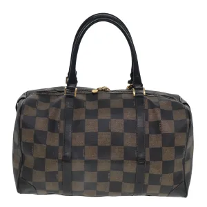 FENDI Pecan Canvas Boston Bag PVC Leather Brown Black 78537
