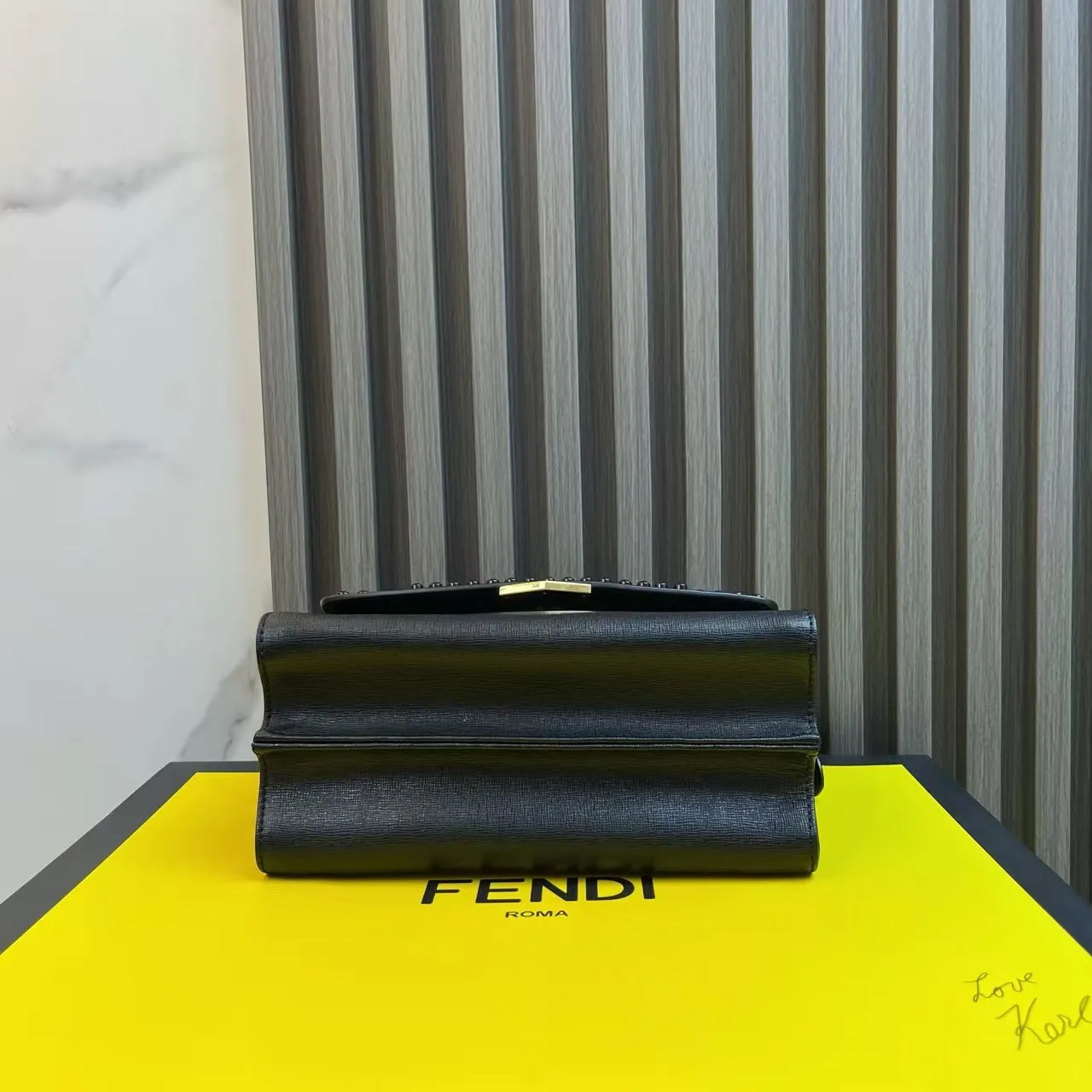 Fendi Peekaboo Black Studded Leather Shoulder Bag