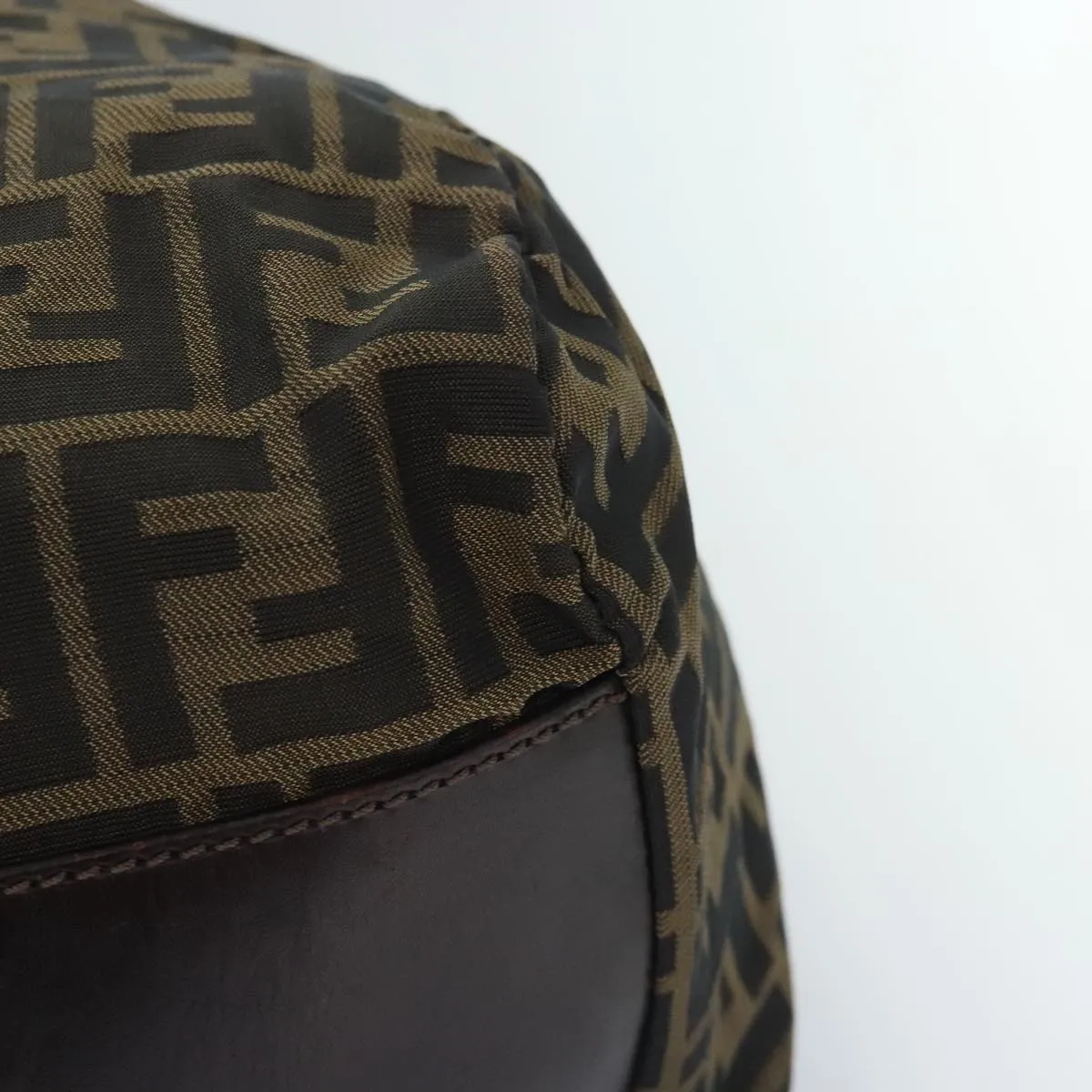 FENDI Zucca Canvas Boston Bag Brown hk1658