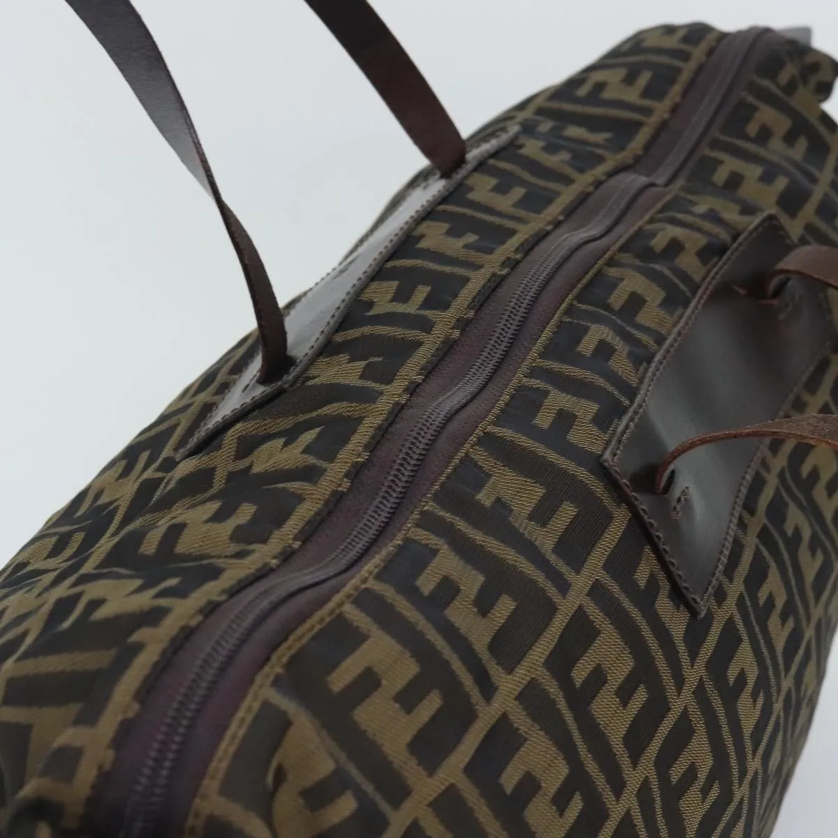 FENDI Zucca Canvas Boston Bag Brown hk1658