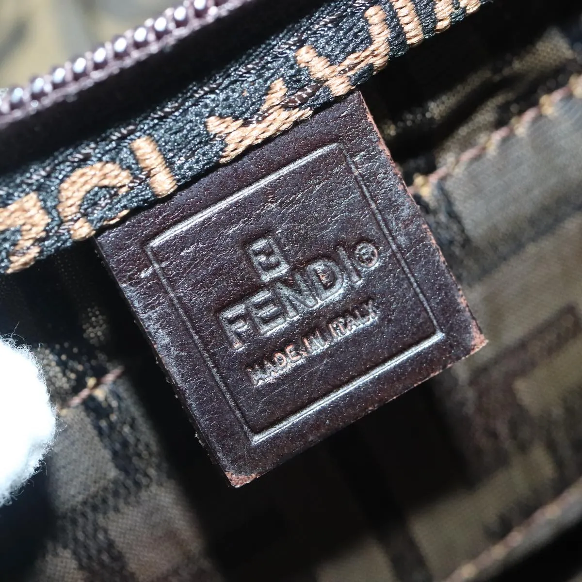 FENDI Zucca Canvas Boston Bag Brown hk1658