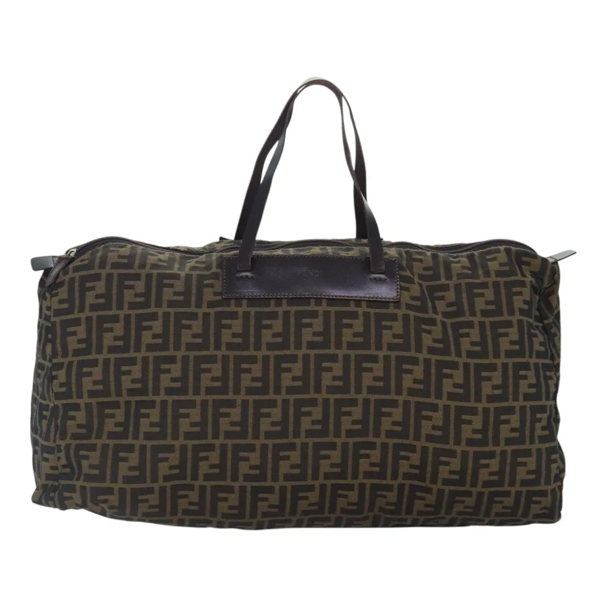 FENDI Zucca Canvas Boston Bag Brown hk1658
