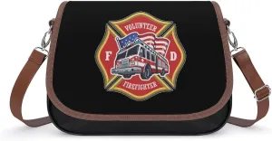 Firefighting Truck Crossbody Bag Anti-Theft Side Shoulder Bags Adjustable Leather Messenger Bag Unisex