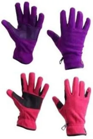 Fleece Gloves With Leather Reinforcement - Black Small