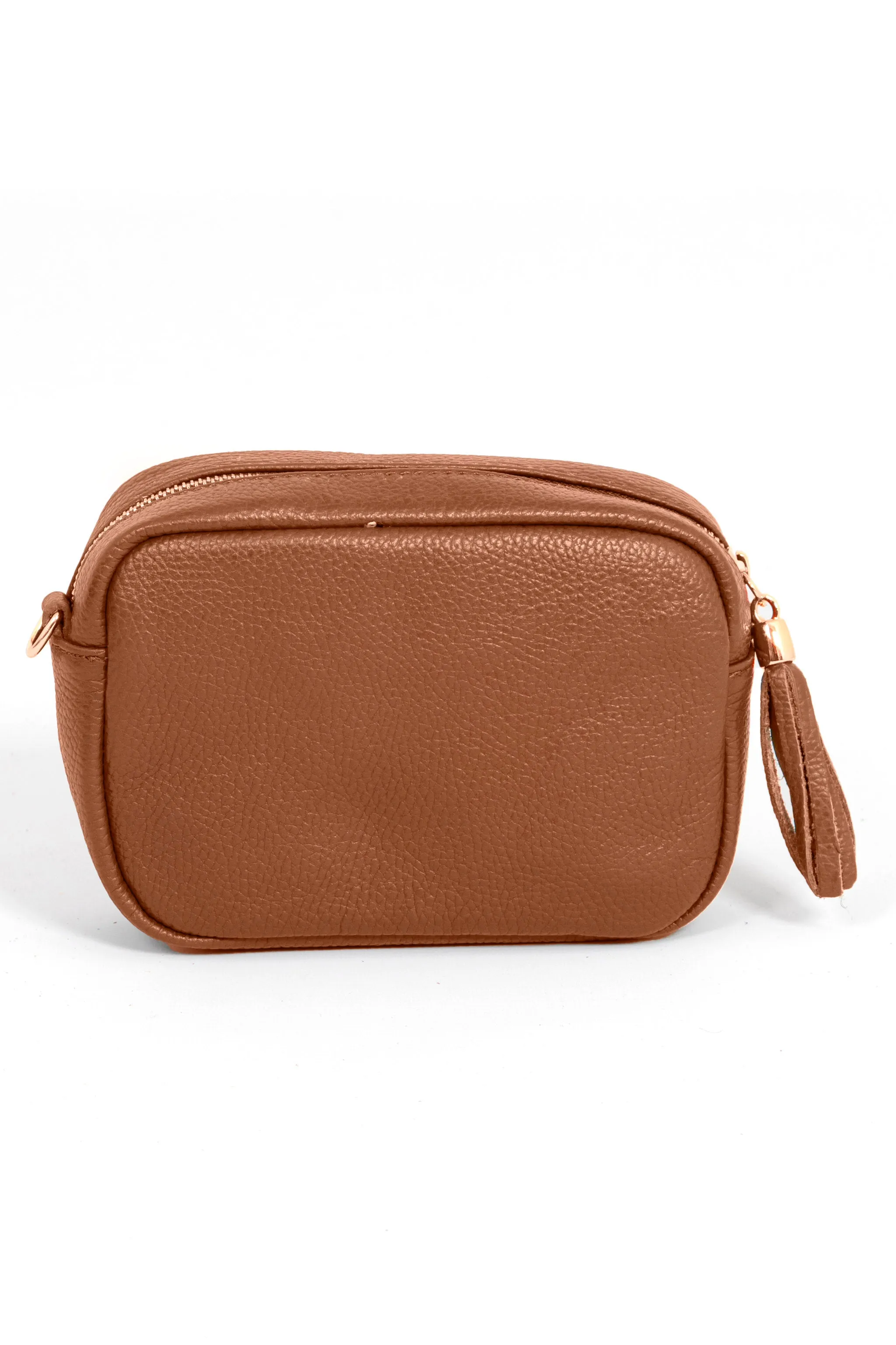 Fleur Italian Leather Crossbody Bag - Tan, Pebbled