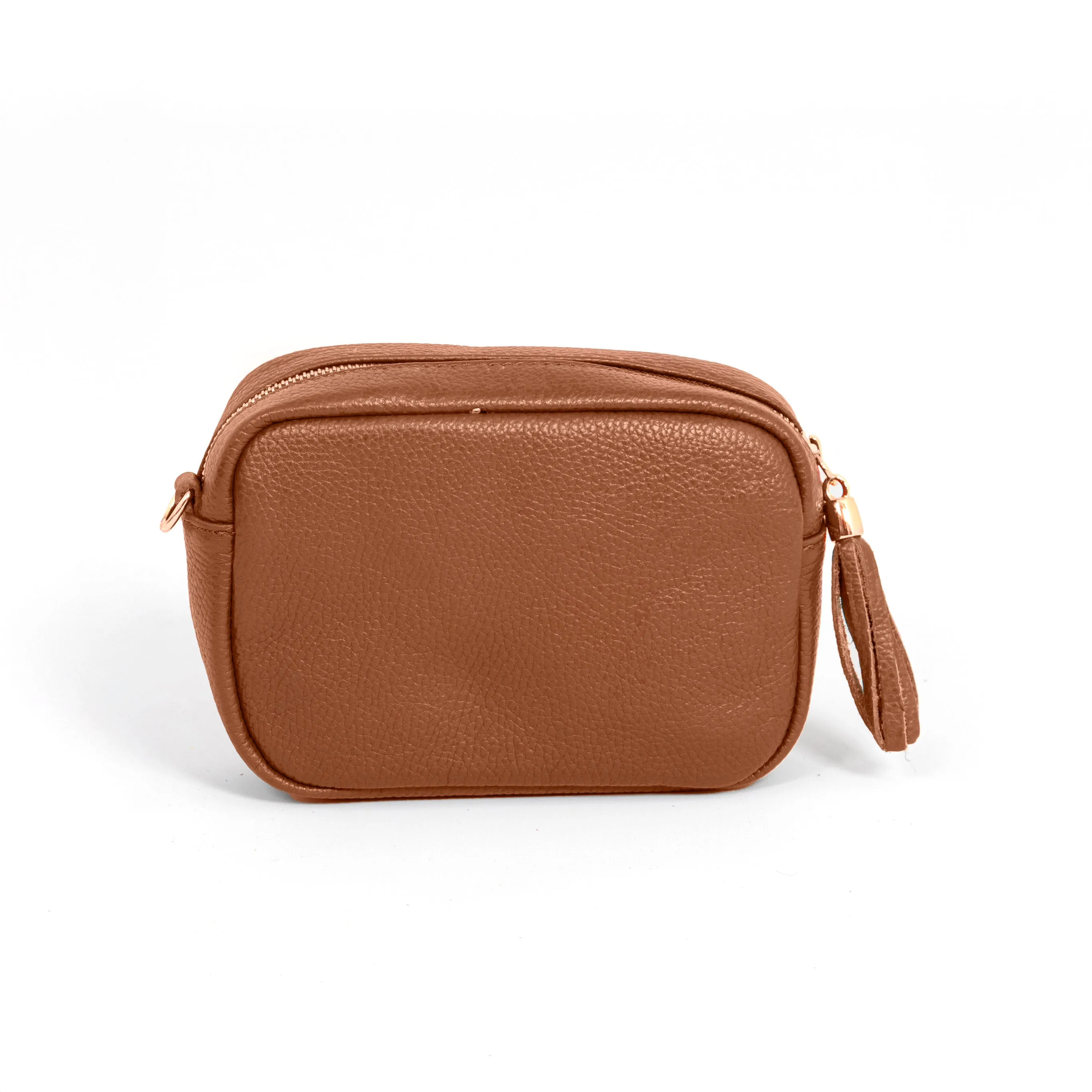 Fleur Italian Leather Crossbody Bag - Tan, Pebbled