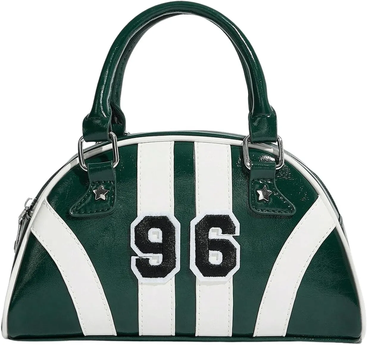 Floerns Women's Colorblock Zipper Handle Bowling Bag Purse Leather Clutch Handbags