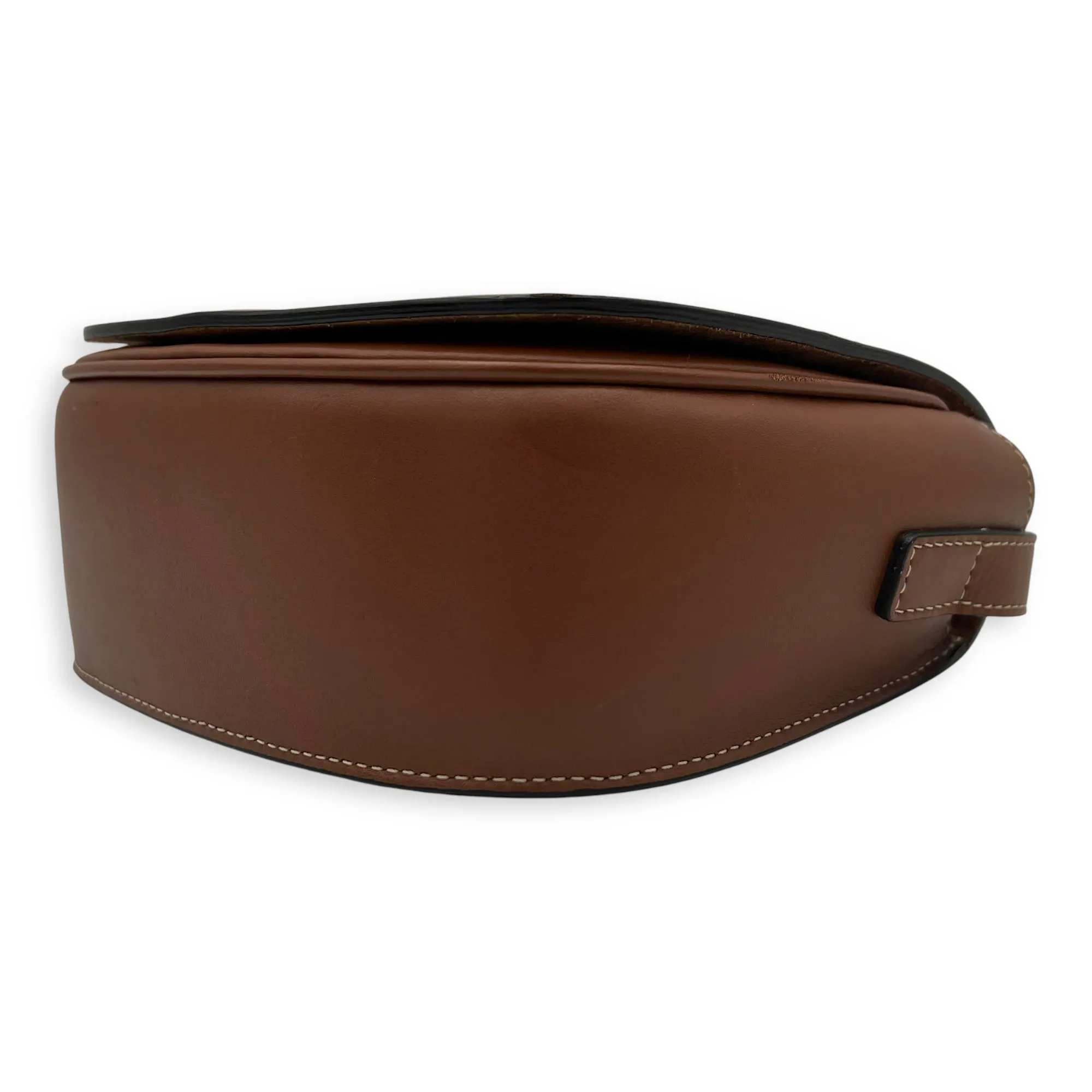 Folco Crossbody Bag Brown in Calfskin, Gold hardware