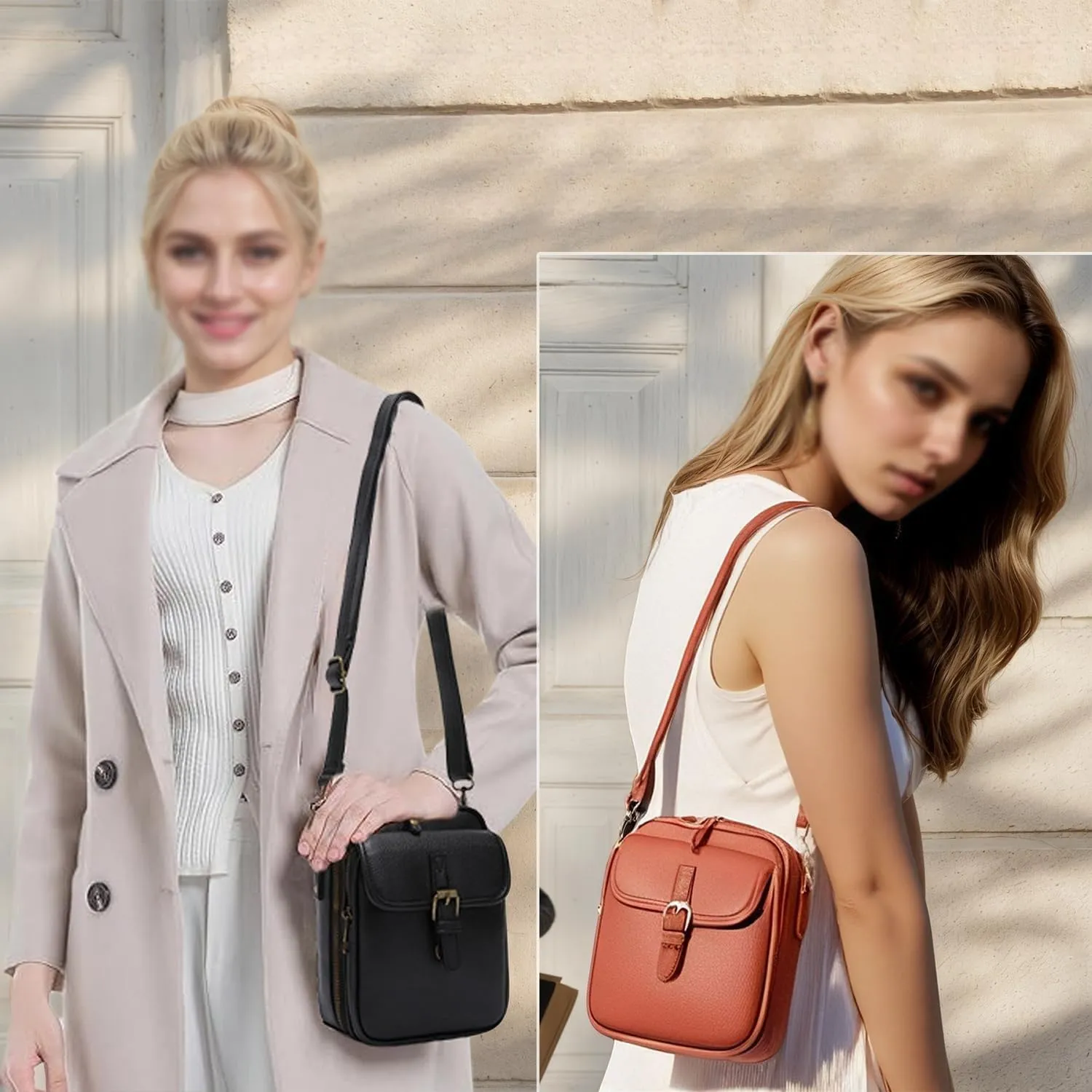 Forcipower Crossbody Bag, Collaboraten Crossbody Leather Bag, Urvashi Crossbody Bags for Women, Retro Double-Layer