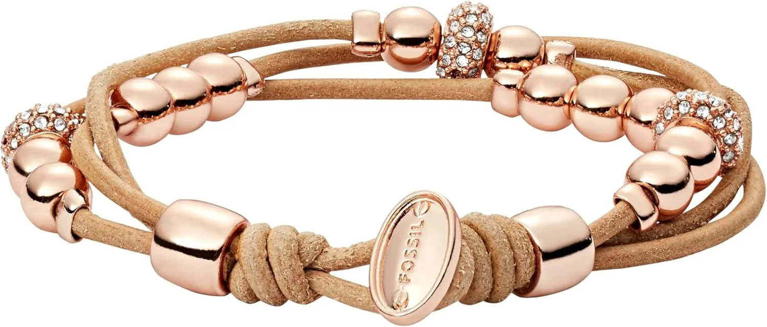 Fossil Women's Stainless Steel and Genuine Leather Bracelet for Women