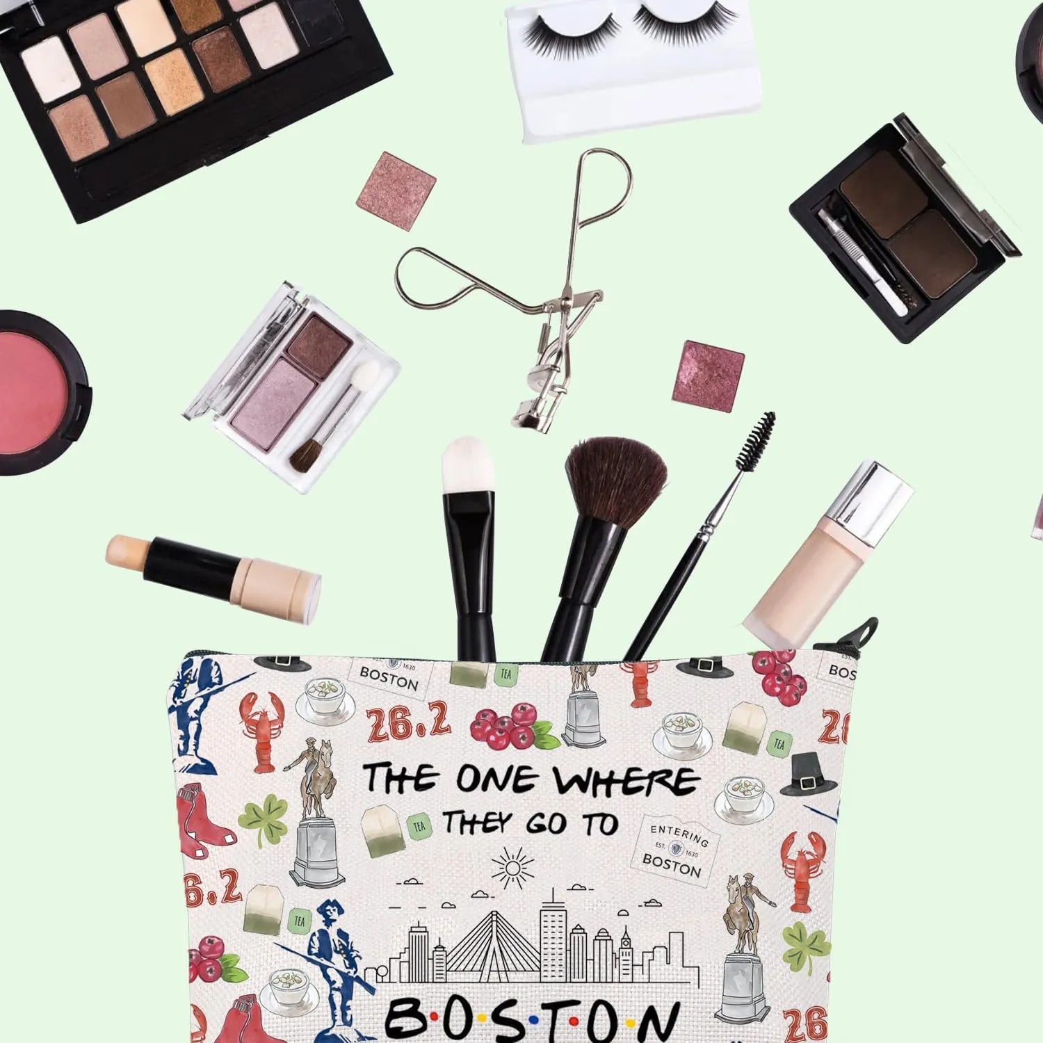 FOTAP Boston Trip Makeup Bag - Souvenir Travel Bag for Boston Housewarming or Vocation Gifts