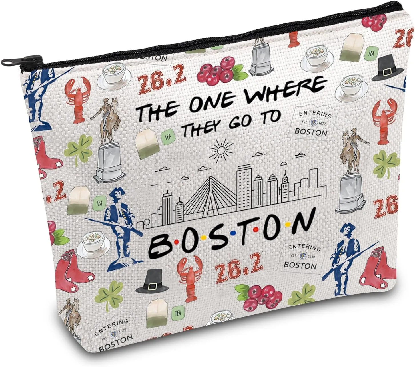 FOTAP Boston Trip Makeup Bag - Souvenir Travel Bag for Boston Housewarming or Vocation Gifts