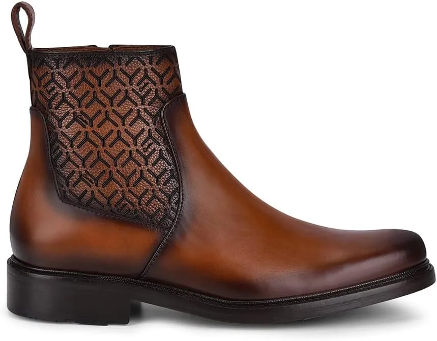 FRANCO CUADRA Men's Dress Booties in Genuine Leather Brown