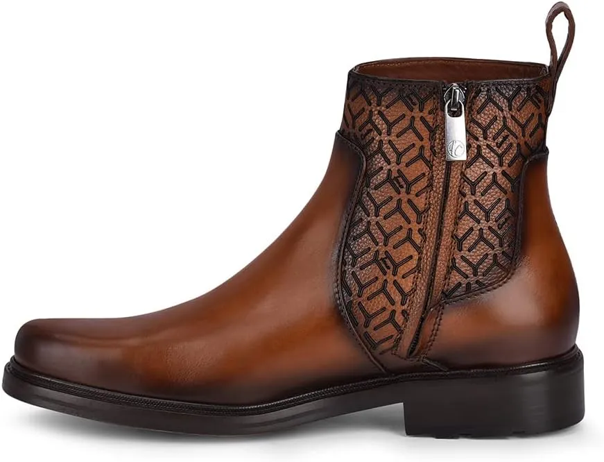 FRANCO CUADRA Men's Dress Booties in Genuine Leather Brown