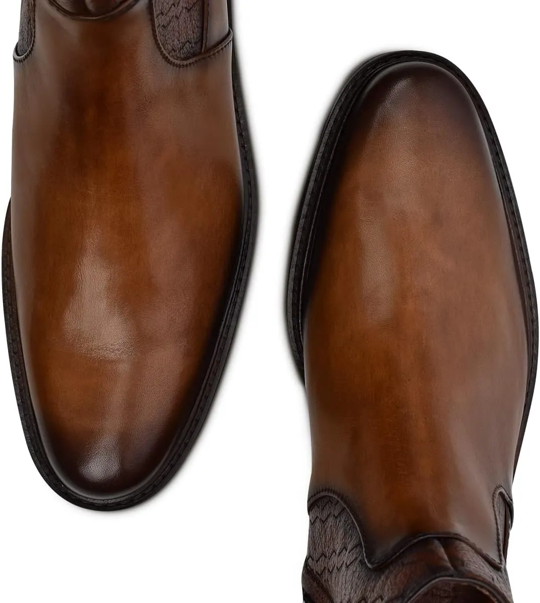 FRANCO CUADRA Men's Dress Booties in Genuine Leather Brown