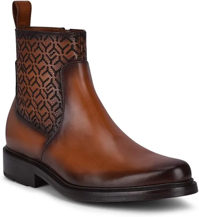 FRANCO CUADRA Men's Dress Booties in Genuine Leather Brown