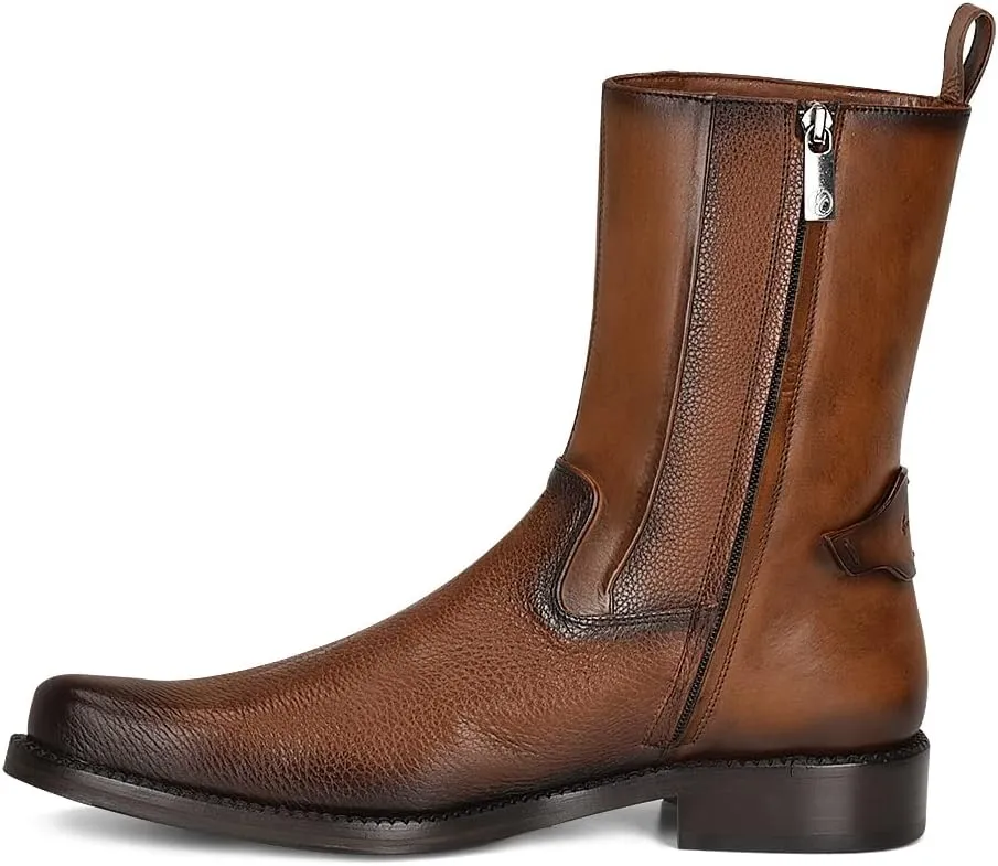 Franco Cuadra Men's Dress Boots in Genuine Deer Leather Brown