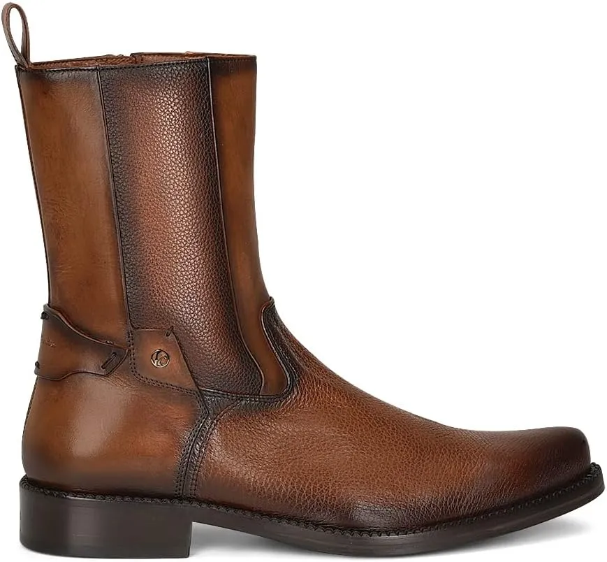 Franco Cuadra Men's Dress Boots in Genuine Deer Leather Brown