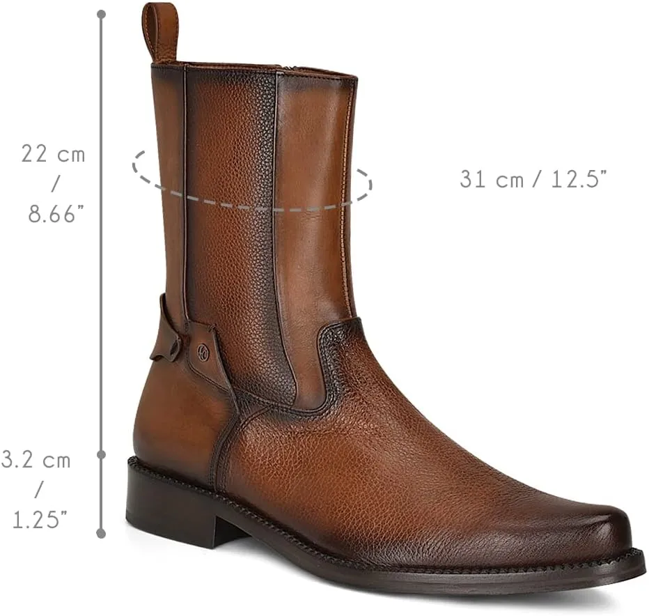 Franco Cuadra Men's Dress Boots in Genuine Deer Leather Brown