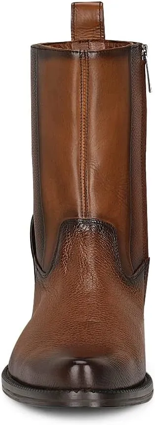 Franco Cuadra Men's Dress Boots in Genuine Deer Leather Brown