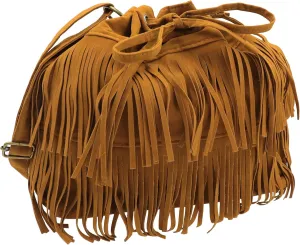 Fringe Hobo Purse Bags for Women Crossbody Purses with Drawstring Ladies Tassel Tote Shoulder Bucket Handbags,Brown