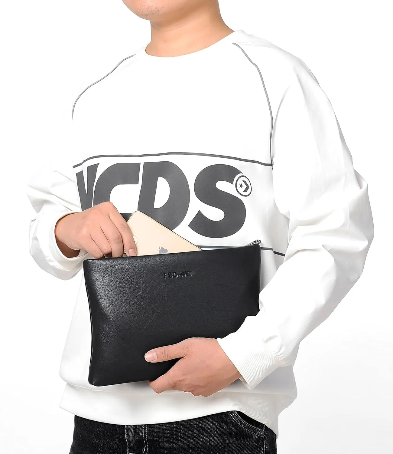 FSD.WG Mens Clutch Bag Man Purse Handbag 12 inches Large Hand Bag Big Clutch Wallet