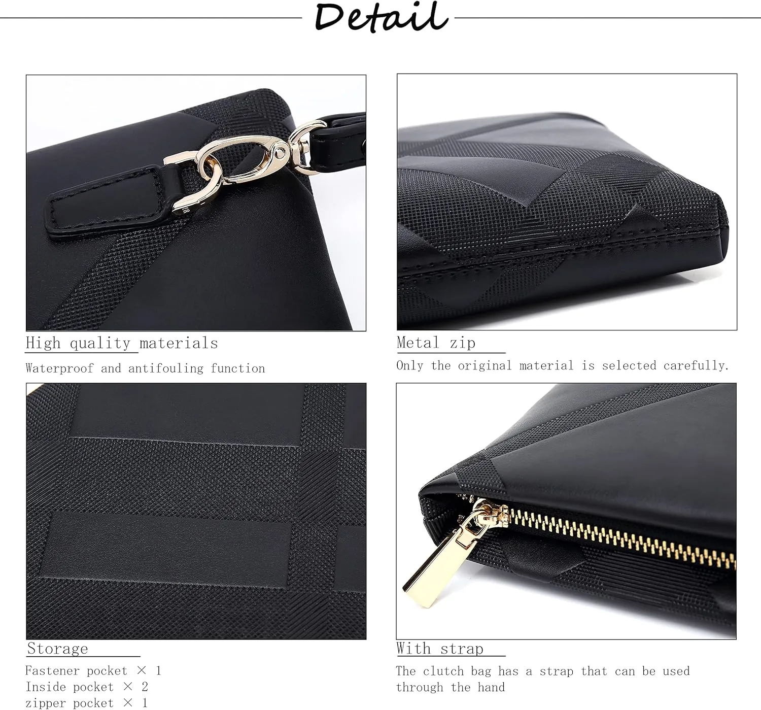 FSD.WG Mens Clutch Bag Man Purse Handbag 12 inches Large Hand Bag Big Clutch Wallet