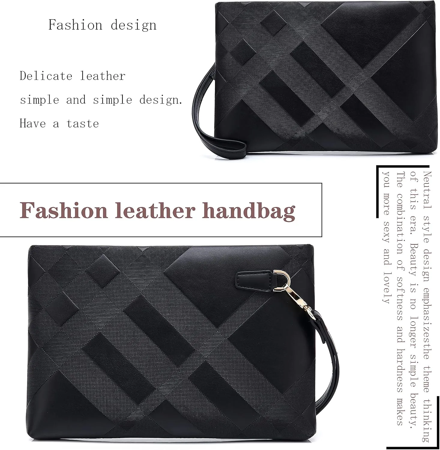 FSD.WG Mens Clutch Bag Man Purse Handbag 12 inches Large Hand Bag Big Clutch Wallet