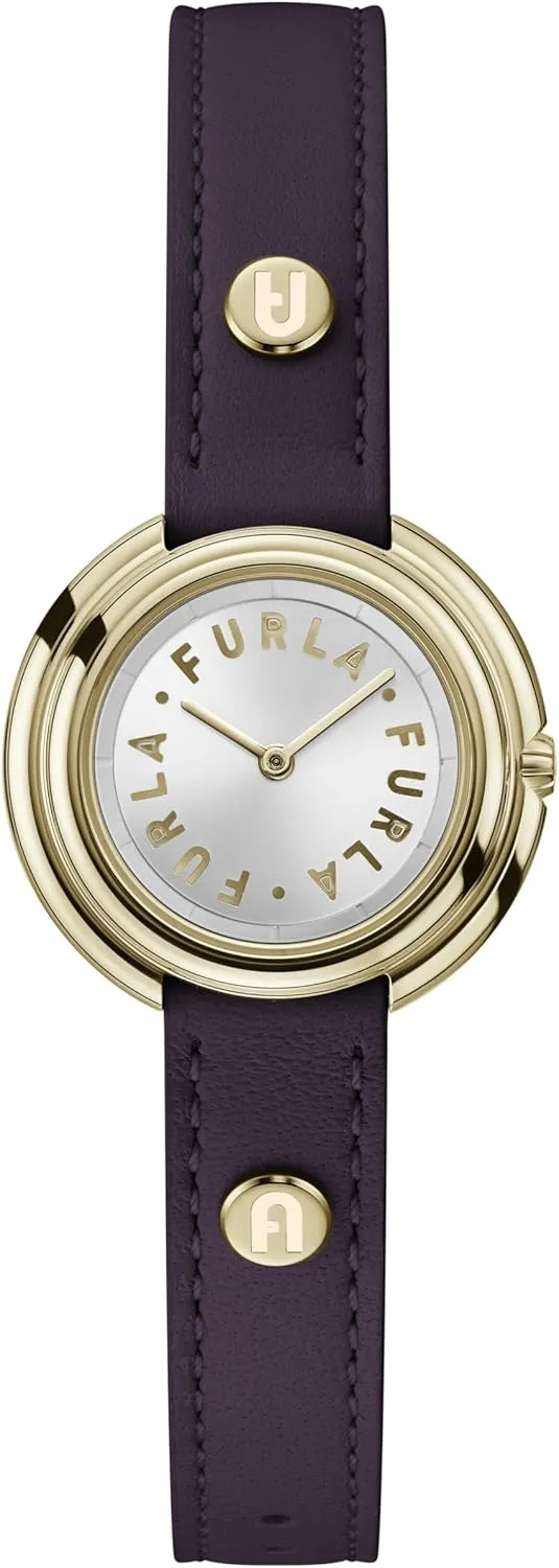 FURLA ICON Shape Purple Genuine Leather Strap Watch (Model: WW00031006L2)
