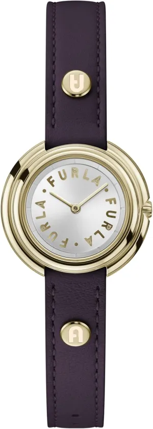 FURLA ICON Shape Purple Genuine Leather Strap Watch (Model: WW00031006L2)
