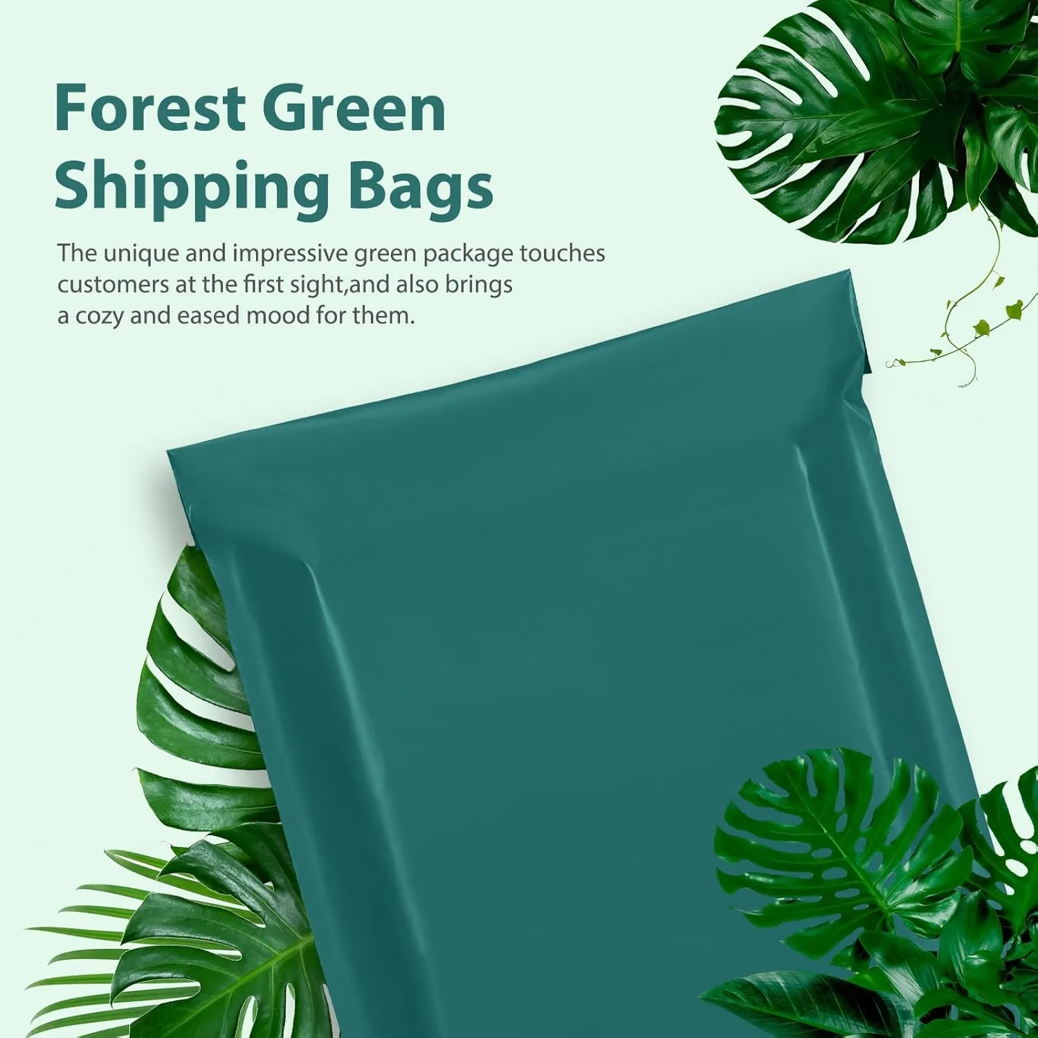 Fuxury Poly Mailers 14.5x19 Inch 100 Pcs, Waterproof Shipping Bags for Clothing, Strong Adhensive Shipping Envelopes for Small Business, Self Seal Mailers Poly Bags Mailing Envelopes Forest Green