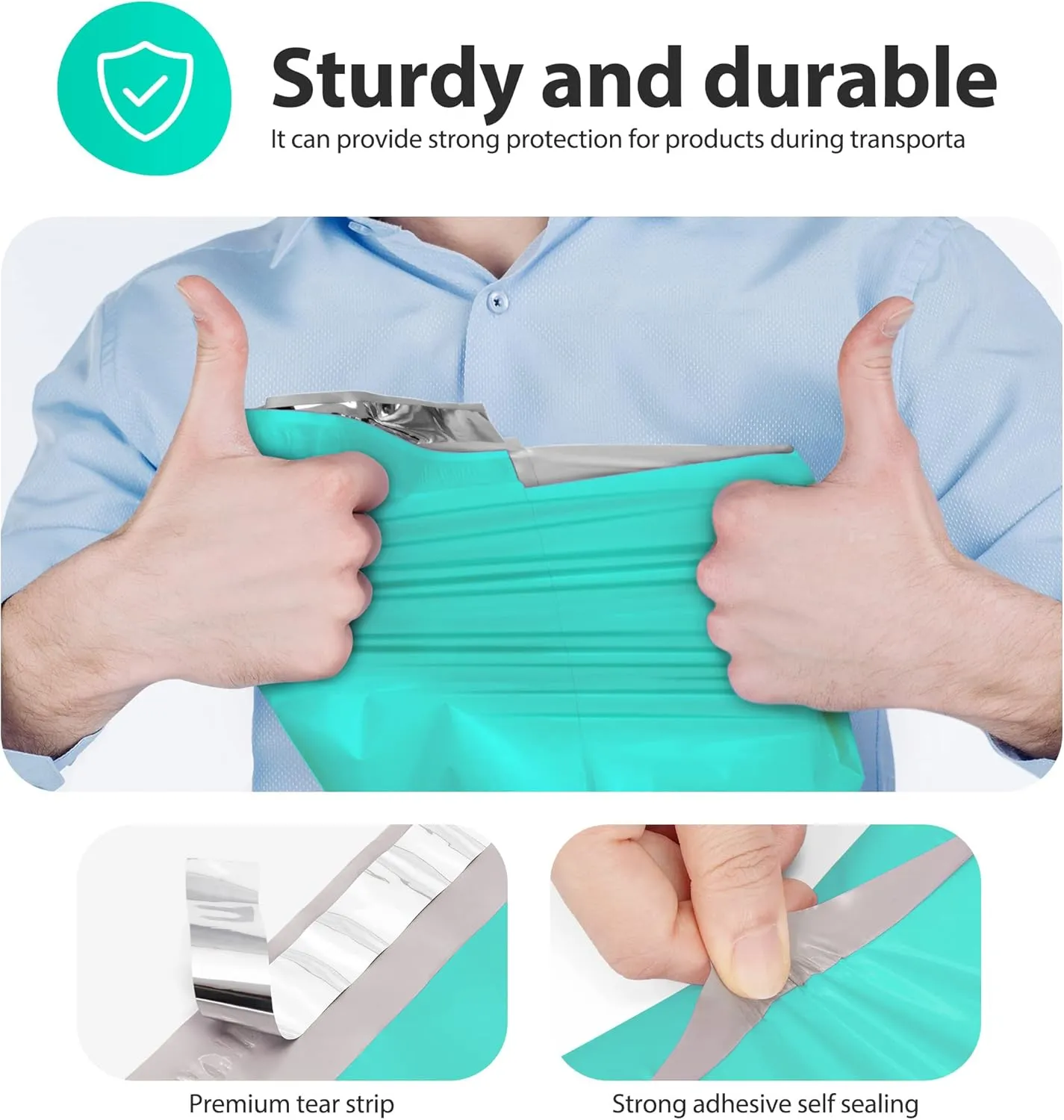 Fuxury Poly Mailers 14.5x19 Inch 50 Pcs, Waterproof Shipping Bags for Clothing, Strong Adhensive Shipping Envelopes for Small Business, Self Seal Mailers Poly Bags Mailing Envelopes Teal
