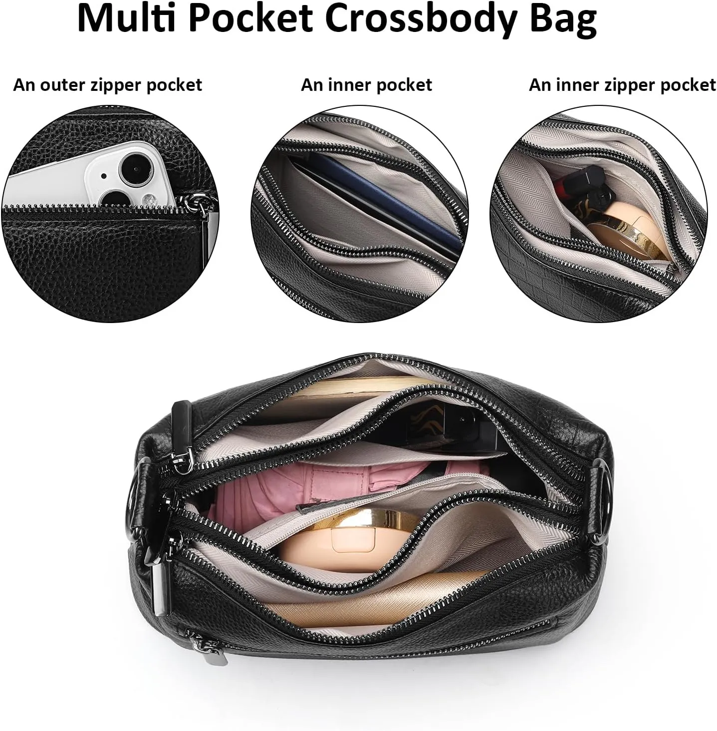 GAEKEAO Crossbody Bags for Women Small Cross Body Bag Genuine Leather Camera Bag Purse with Adjustable Strap