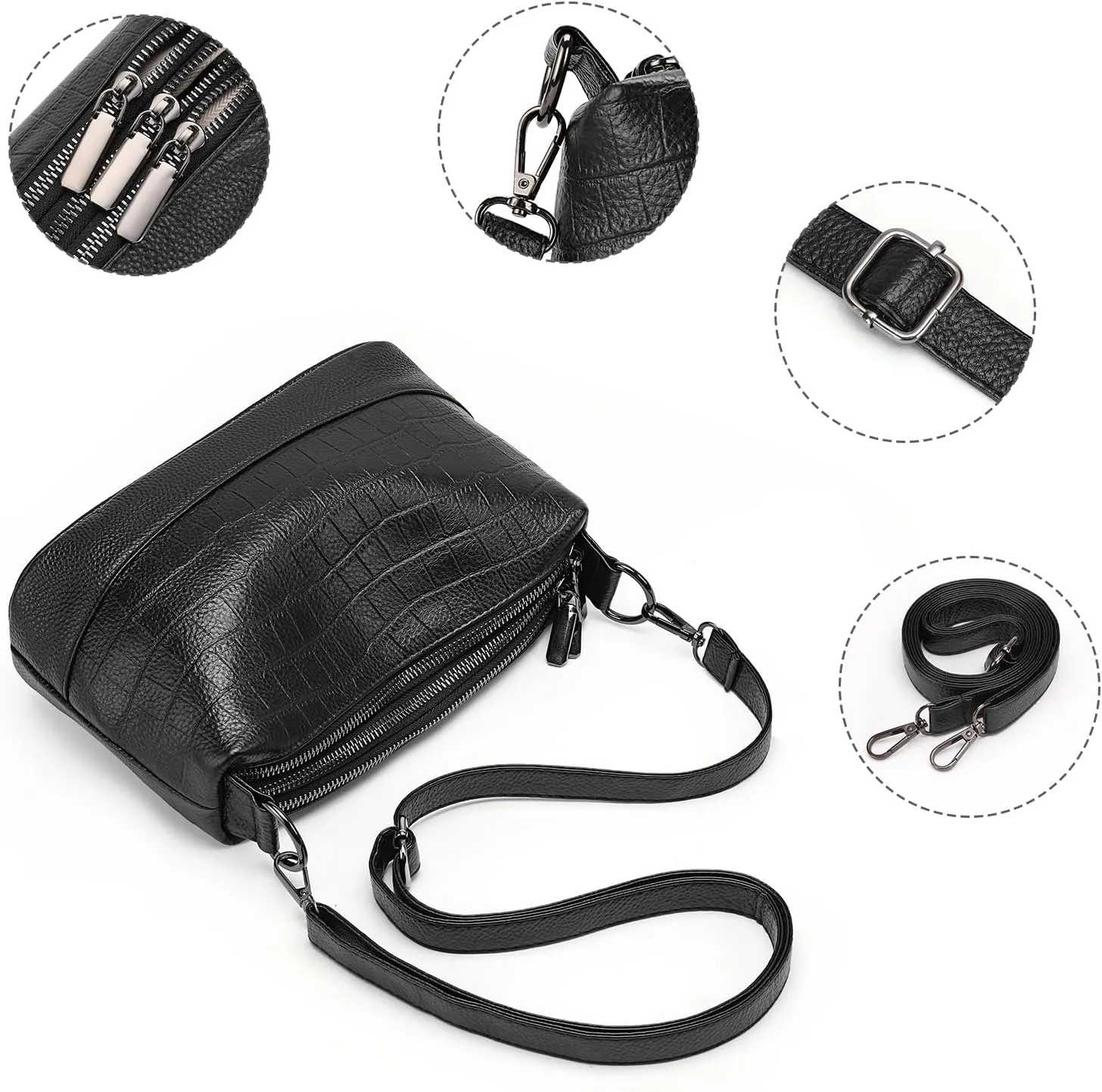 GAEKEAO Crossbody Bags for Women Small Cross Body Bag Genuine Leather Camera Bag Purse with Adjustable Strap