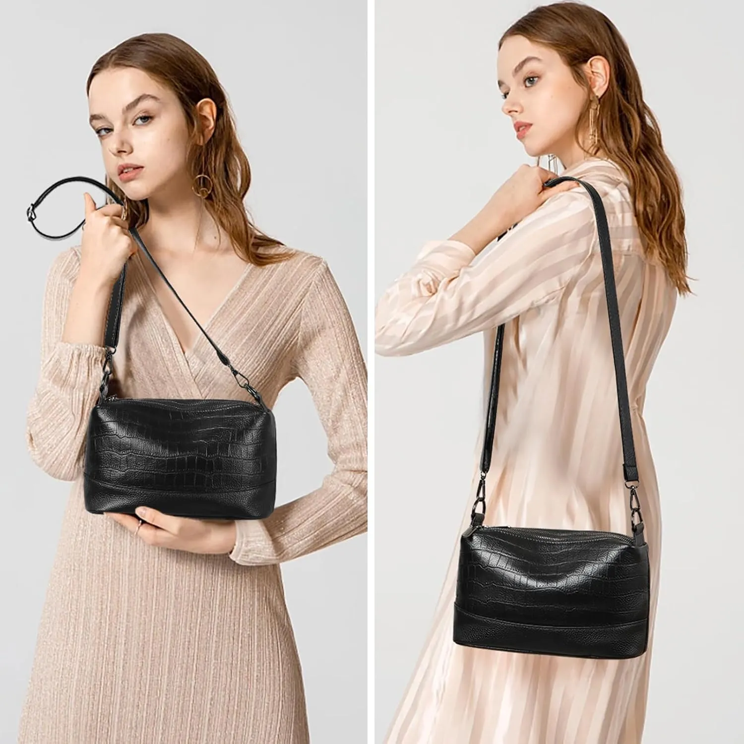 GAEKEAO Crossbody Bags for Women Small Cross Body Bag Genuine Leather Camera Bag Purse with Adjustable Strap