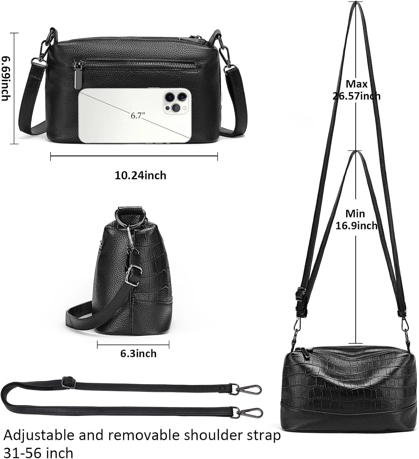 GAEKEAO Crossbody Bags for Women Small Cross Body Bag Genuine Leather Camera Bag Purse with Adjustable Strap