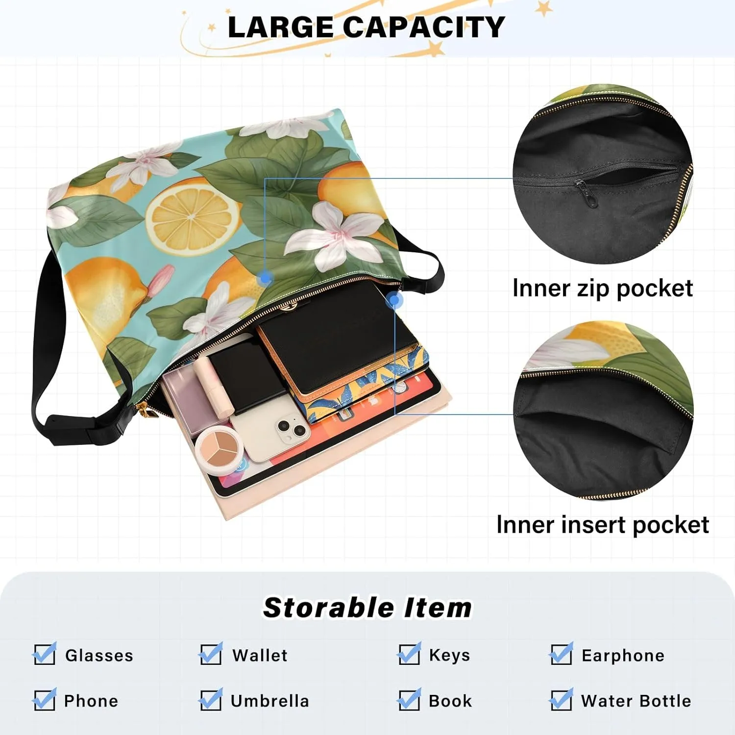 Galaxy with Stars and Black Holes Lightweight Shoulder Hobo Bag, Ladies Leather Crossbody Bags, Leather Shoulder Bag