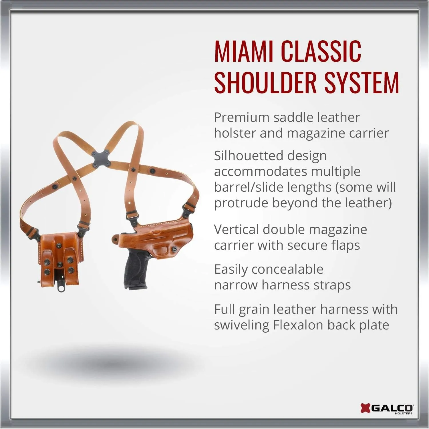 Galco Miami Classic Shoulder System for 1911 5-Inch Colt, Kimber, para, Springfield